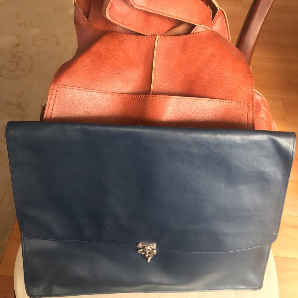 Navy Portfolio/Large hobo bag.Not genuine leather